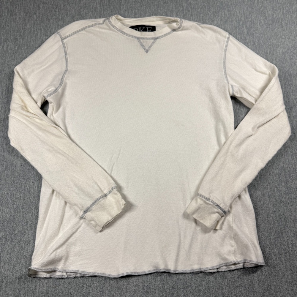 BKE Shirt Men XL White Long Sleeve Waffle Knit Thermal Cotton Crew Neck Base Lay